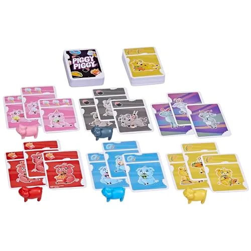 Hasbro Gaming ▫️ Piggy Piggy, Jogo de Cartas, 2 a 6 jogadores, Atividades ao ar livre, Família e amigos, Presente para meninos e meninas a partir dos 7 anos, Porquinhos e cabras 2