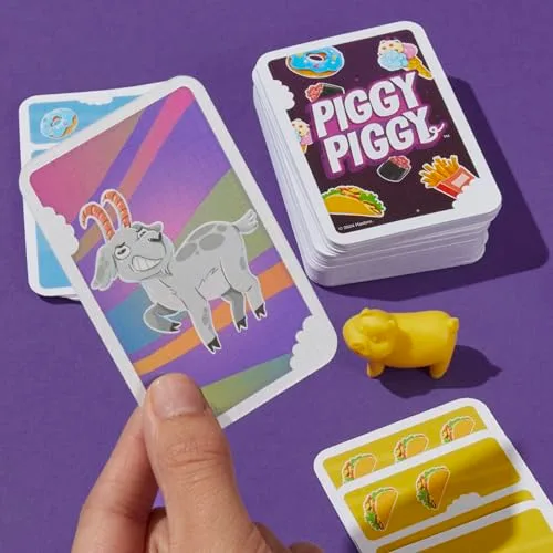 Hasbro Gaming ▫️ Piggy Piggy, Jogo de Cartas, 2 a 6 jogadores, Atividades ao ar livre, Família e amigos, Presente para meninos e meninas a partir dos 7 anos, Porquinhos e cabras 4