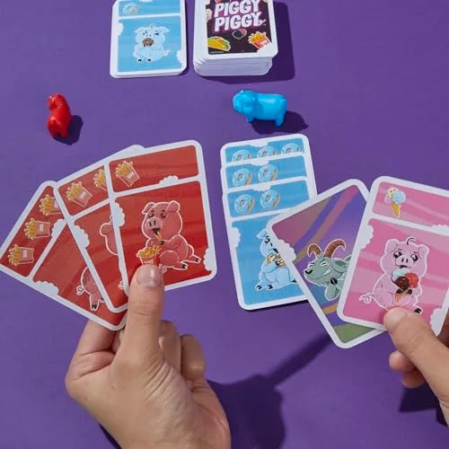 Hasbro Gaming ▫️ Piggy Piggy, Jogo de Cartas, 2 a 6 jogadores, Atividades ao ar livre, Família e amigos, Presente para meninos e meninas a partir dos 7 anos, Porquinhos e cabras 5