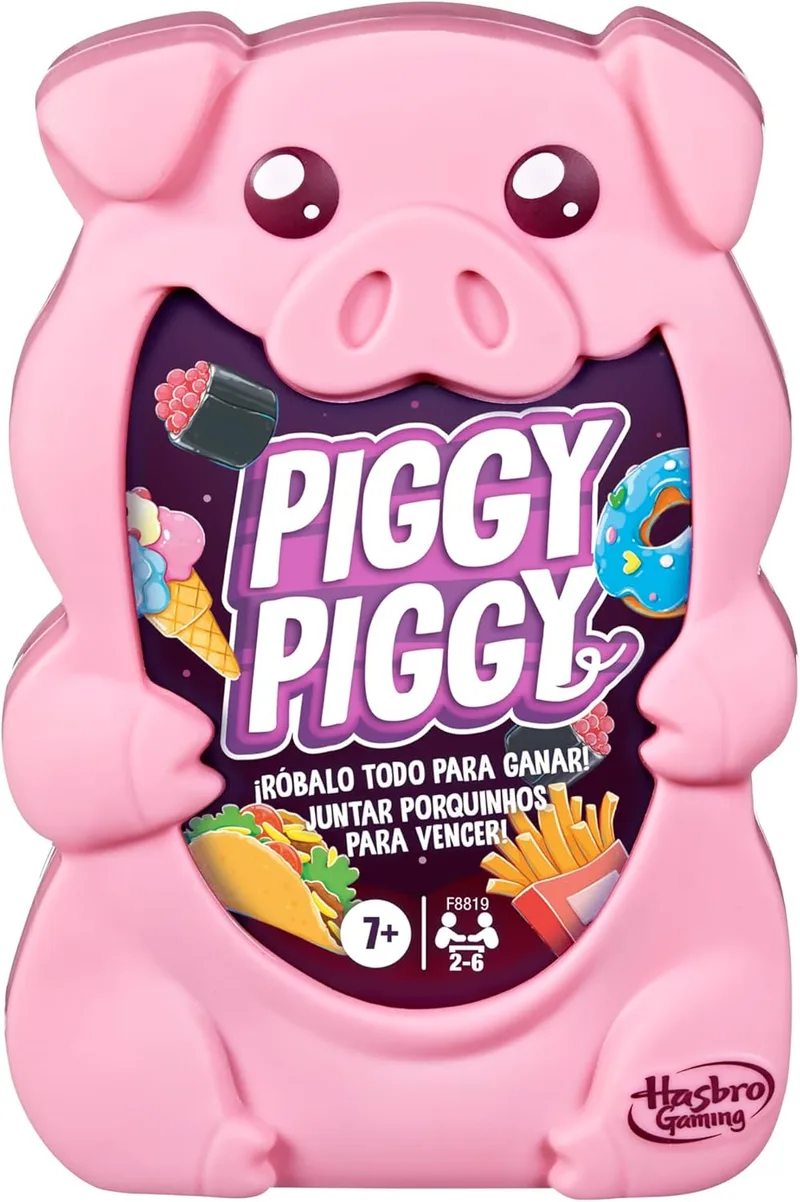 Hasbro Gaming ▫️ Piggy Piggy, Jogo de Cartas, 2 a 6 jogadores, Atividades ao ar livre, Família e amigos, Presente para meninos e meninas a partir dos 7 anos, Porquinhos e cabras