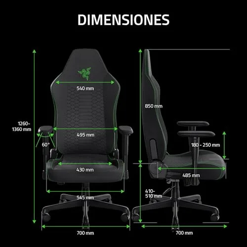Razer ▫️ Iskur V2 X - Cadeira de jogos essencial com apoio lombar integrado (almofadas moldadas em espuma de alta densidade, apoios de braços 2D, tecido com acabamento suave) Preto 2