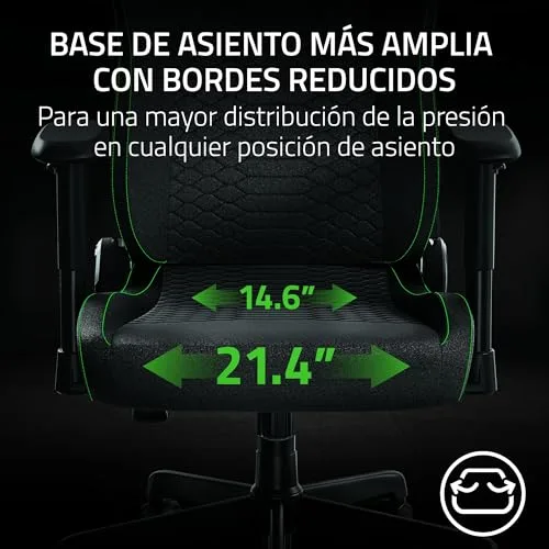 Razer ▫️ Iskur V2 X - Cadeira de jogos essencial com apoio lombar integrado (almofadas moldadas em espuma de alta densidade, apoios de braços 2D, tecido com acabamento suave) Preto 5