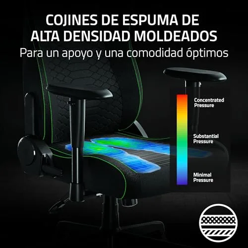 Razer ▫️ Iskur V2 X - Cadeira de jogos essencial com apoio lombar integrado (almofadas moldadas em espuma de alta densidade, apoios de braços 2D, tecido com acabamento suave) Preto 6