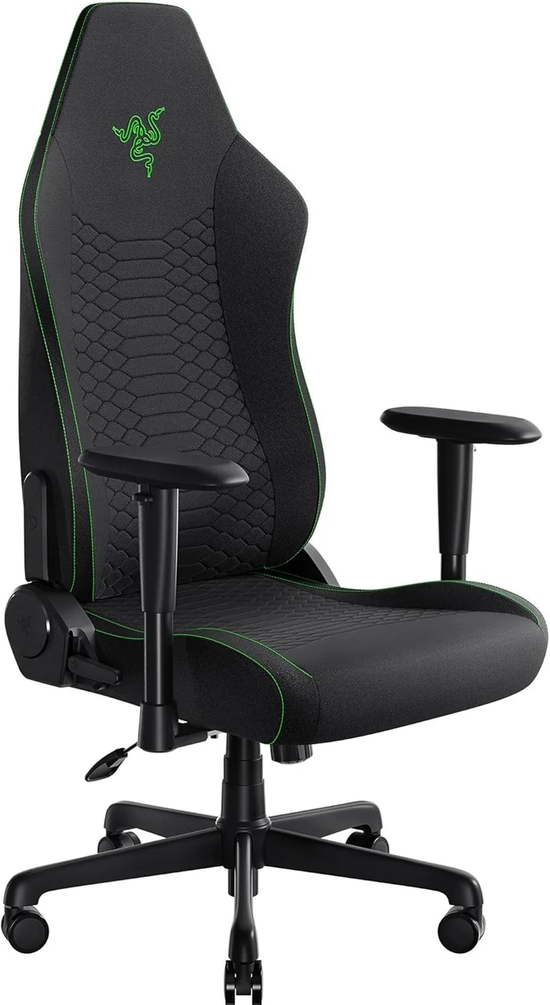 Razer ▫️ Iskur V2 X - Cadeira de jogos essencial com apoio lombar integrado (almofadas moldadas em espuma de alta densidade, apoios de braços 2D, tecido com acabamento suave) Preto