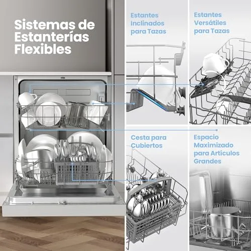 Comfee ▫️ ' CDWPF1201PW Máquina de lavar louça de 60 cm, instalação livre, 12 serviços, Wi-Fi 6