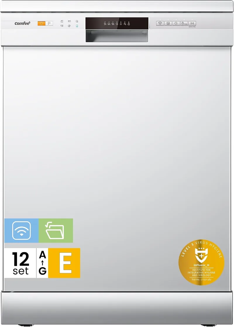 Comfee ▫️ ' CDWPF1201PW Máquina de lavar louça de 60 cm, instalação livre, 12 serviços, Wi-Fi