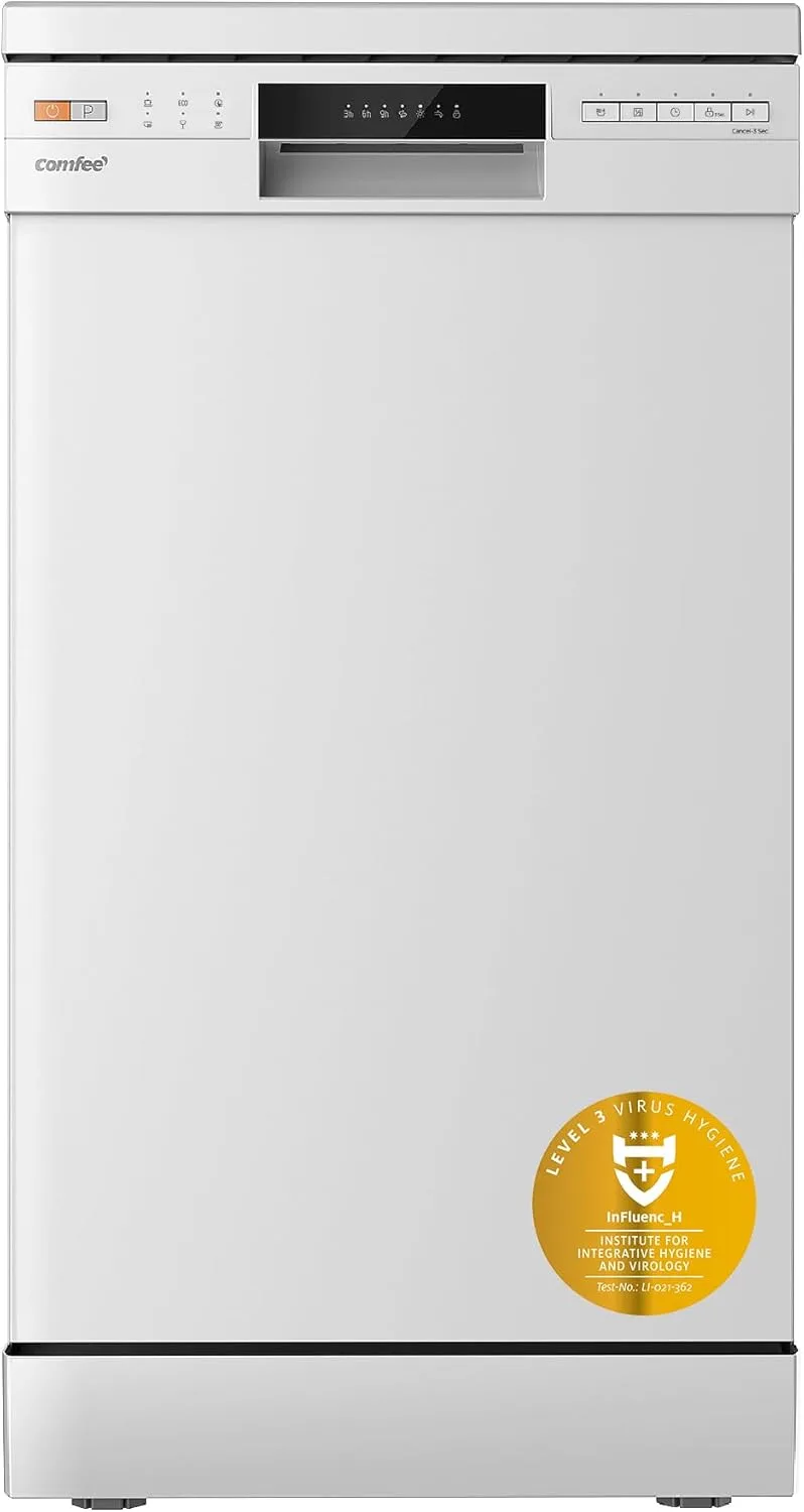 Comfee ▫️ ' CDWEF1034BW Máquina de Lavar Louça 10 Talheres, 45cm, Início Diferido, Função Meia Carga, Lavagem Higiénica 72 ℃, Grelhas Flexíveis - Branco