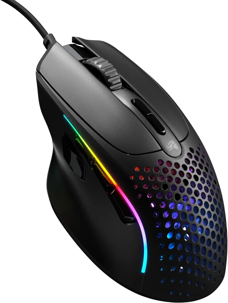GLORIOUS ▫️ Model I 2 Rato de Jogo Ergonómico com Vários Botões e Cabo (Preto) | Sensor ótico preciso, deslizadores em PTFE, nove botões programáveis, tecnologia avançada de cliques, estrutura resistente em forma de colmeia