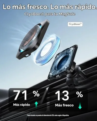 ESR ▫️ 15 W Carregador sem fios para automóvel MagSafe CryoBoost, Suporte para telemóvel para automóvel 2