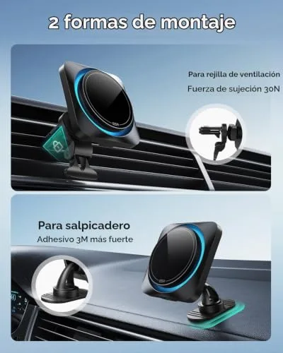 ESR ▫️ 15 W Carregador sem fios para automóvel MagSafe CryoBoost, Suporte para telemóvel para automóvel 6
