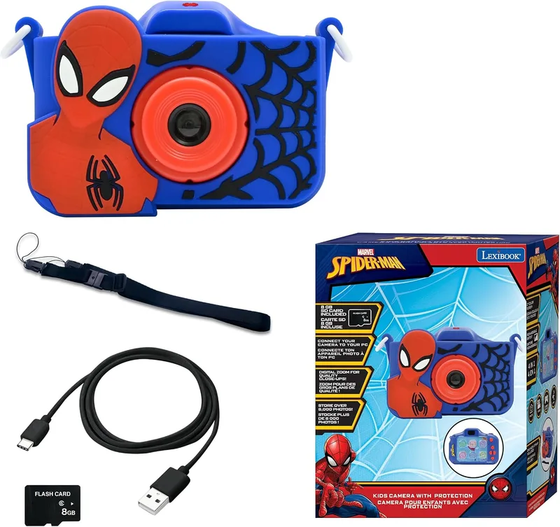 LEXIBOOK ▫️ Homem-Aranha, Câmara Infantil 4 em 1, DJ078SP