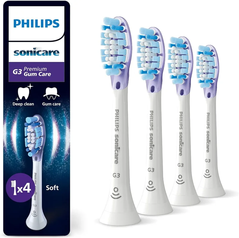 PHILIPS ▫️ Sonicare G3 Premium Gum Care, cabeças de escova de dentes de substituição originais, branco, embalagem de 4, HX9054/87