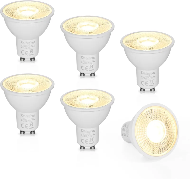 Dehobo ▫️ Lâmpada LED GU10, Lâmpada de Luz Quente 2800K 6W (equivalente a 60W) 480Lumen para Lâmpadas GU10, Decorativa para Sala de Estar, Quarto, Cozinha, Não Regulável, Conjunto de 6