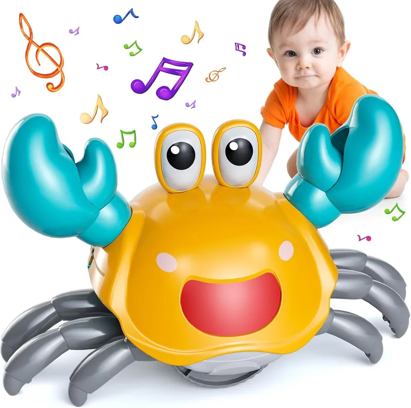 KukuFun ▫️ Brinquedos de caranguejo para bebés Baby Bloom Time Go Dancing Moving Crab Toys para bebés Meninas Meninos, Brinquedos de caranguejo para bebés para crianças Presentes de aniversário