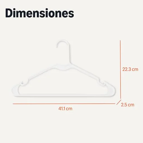 Amazon Basics ▫️ Cabides de plástico para roupa, tamanho adulto, cor branca, embalagem de 50 unidades 5