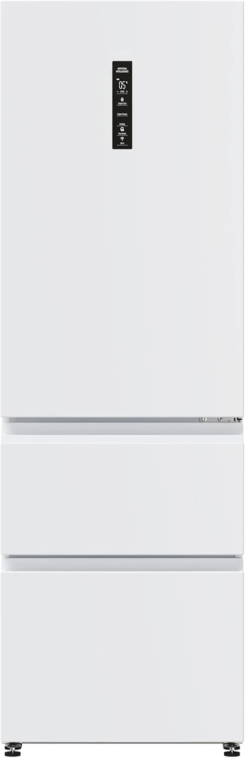 Haier ▫️ 3D 60 Series 5 HTW5618ENPW - Frigorífico combinado, WIFI, Refrigerador de garrafas, Funções inteligentes, 360L, My Zone, Gaveta para zona de humidade, Total No Frost, 60cm de largura, Motor Inverter, Luz LED, Branco