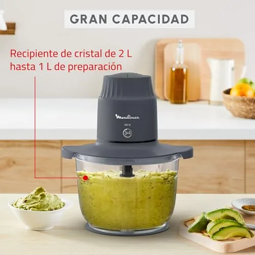 Moulinex ▫️ Choppeo, Picador elétrico de 500 W, copo de vidro de 2 L (capacidade útil de 1 L) 2
