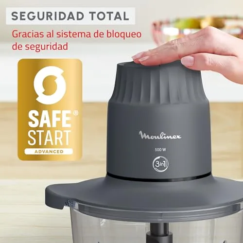 Moulinex ▫️ Choppeo, Picador elétrico de 500 W, copo de vidro de 2 L (capacidade útil de 1 L) 6