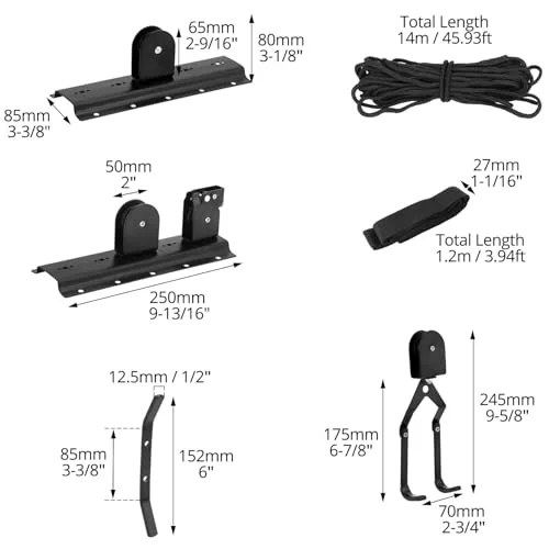QWORK ▫️ ® Elevador de Bicicletas, Suporte para Bicicletas com capacidade de carga de 30 kg e duas correias de suspensão, Elevador de Bicicletas, para montagem no teto 6