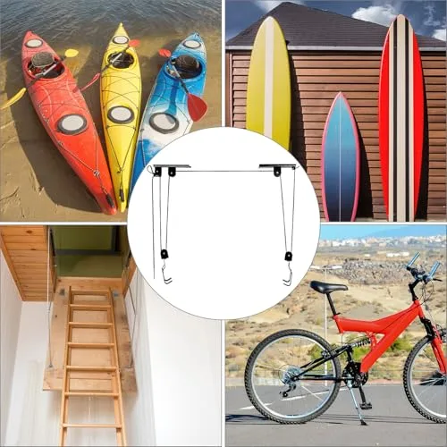 QWORK ▫️ ® Elevador de Bicicletas, Suporte para Bicicletas com capacidade de carga de 30 kg e duas correias de suspensão, Elevador de Bicicletas, para montagem no teto 7