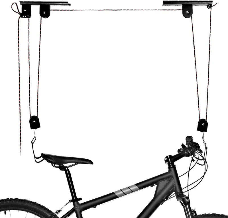 QWORK ▫️ ® Elevador de Bicicletas, Suporte para Bicicletas com capacidade de carga de 30 kg e duas correias de suspensão, Elevador de Bicicletas, para montagem no teto