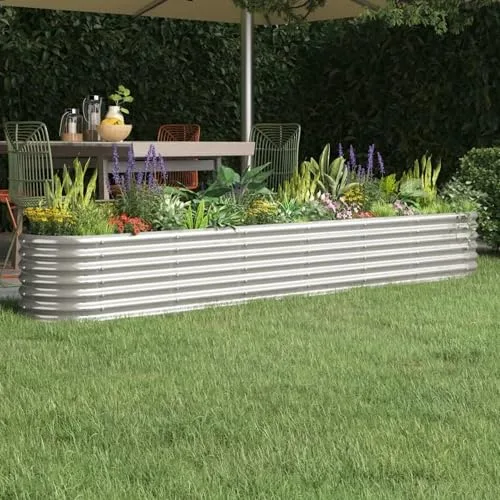 UNIGARDIA ▫️ Canteiro de metal 240 x 60 x 43 cm – Kit modular 9 em 1 de canteiro elevado – Canteiro elevado para jardim em aço Zn-Al-Mg Premium – Vida útil mínima de 20 anos – 43 cm de altura – Canteiro 2