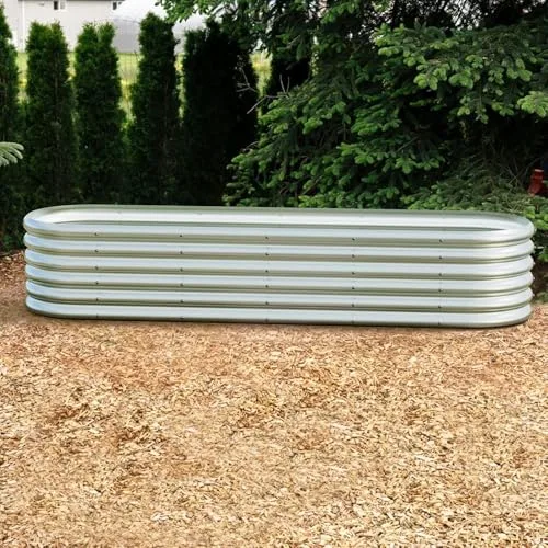 UNIGARDIA ▫️ Canteiro de metal 240 x 60 x 43 cm – Kit modular 9 em 1 de canteiro elevado – Canteiro elevado para jardim em aço Zn-Al-Mg Premium – Vida útil mínima de 20 anos – 43 cm de altura – Canteiro 6