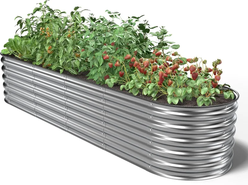 UNIGARDIA ▫️ Canteiro de metal 240 x 60 x 43 cm – Kit modular 9 em 1 de canteiro elevado – Canteiro elevado para jardim em aço Zn-Al-Mg Premium – Vida útil mínima de 20 anos – 43 cm de altura – Canteiro