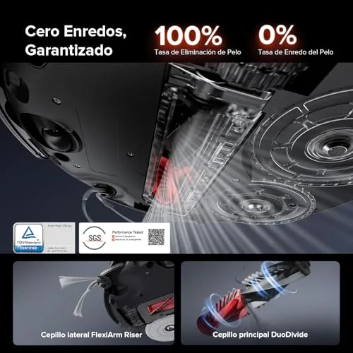 roborock ▫️ Saros 10R Aspirador robô com 22 000 Pa de sucção e esfregona, corpo ultrafino de 7,98 cm, capacidade para superar obstáculos de até 4 cm, sem emaranhamento, FlexiArm Riser, esvaziamento automático, secagem com ar quente, preto 5