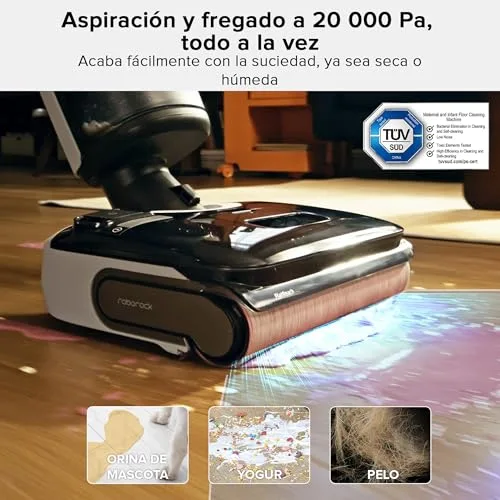 roborock ▫️ F25 Bx Aspirador-esfregona sem fios, 20 000 Pa em limpeza a seco e a húmido, autolimpeza a alta temperatura a 90 °C, Secagem Rápida em 5 Min, Limpeza de Bordas, Design Plano de 180°, Sensor Inteligente 3