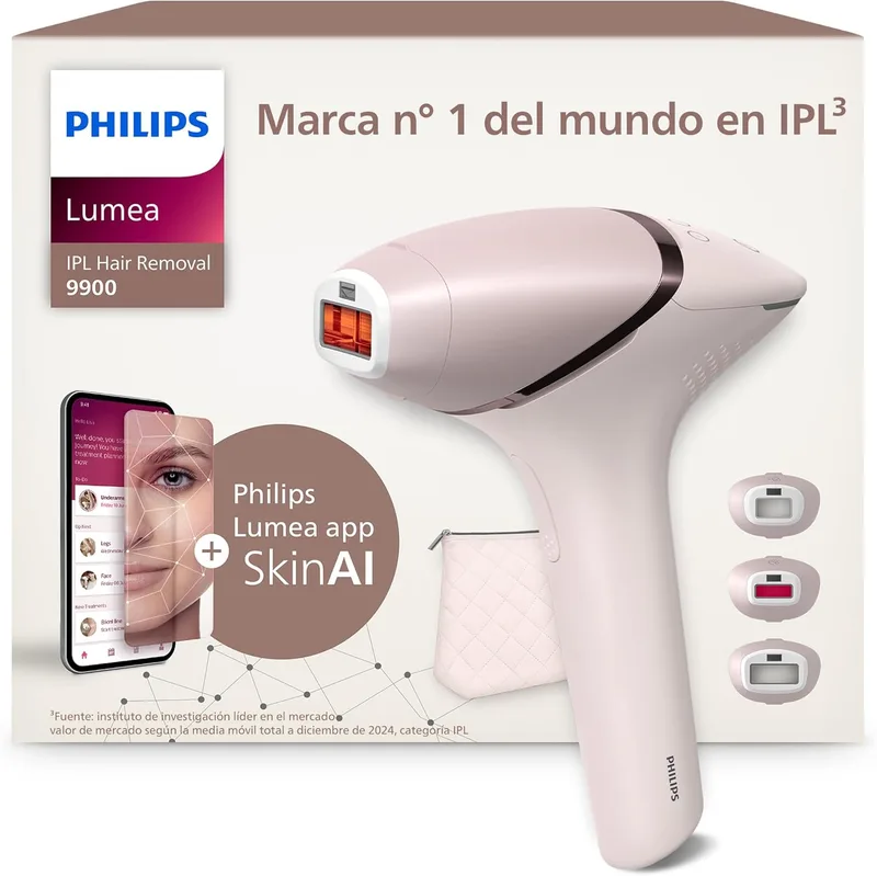 Philips ▫️ Lumea série 9900, aparelho de depilação por luz pulsada, alternativa à depilação a laser, SenseIQ e SkinAI, 3 acessórios para zonas do corpo, rosto e precisão, com e sem fios, BRI953/02
