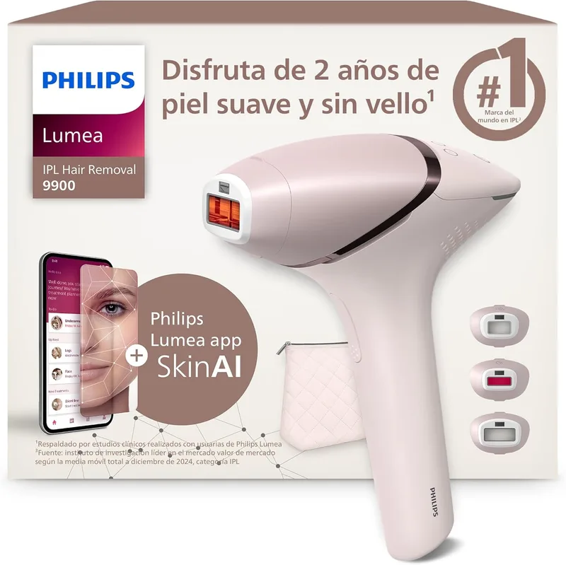 PHILIPS ▫️ Lumea série 9900, aparelho de depilação IPL, alternativa à depilação a laser, SenseIQ e SkinAI, 3 acessórios para o corpo, o rosto e zonas de precisão, com e sem fio, BRI953/02