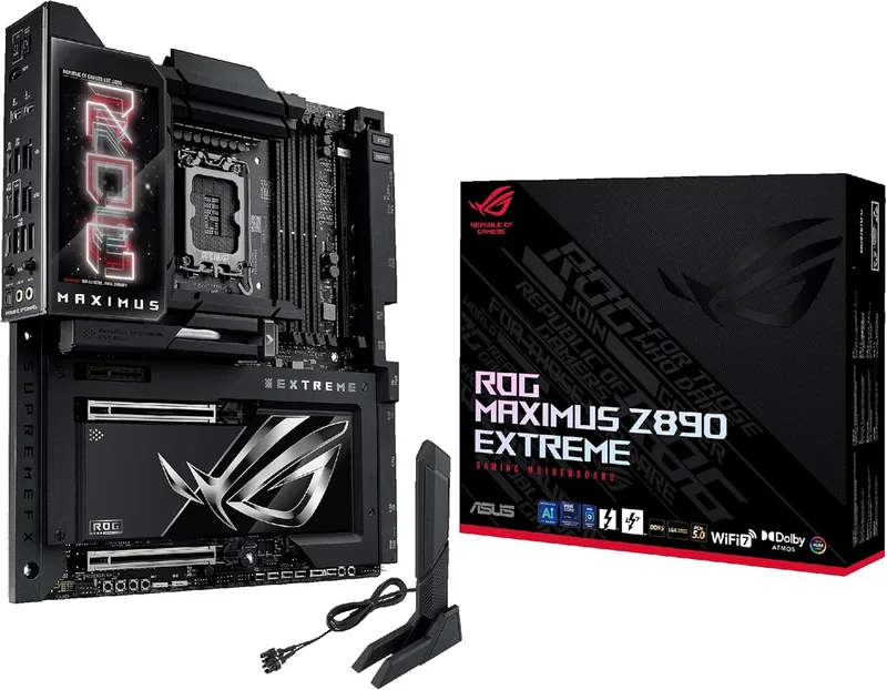 ASUS ▫️ ROG Maximus Z890 Extreme - Placa-mãe E-ATX, 24+2+1+2 fases de alimentação, DDR5, PCIe 5.0 compatível com GPUs de última geração, seis ranhuras M.2, Wi-Fi 7, portas Thunderbolt 5