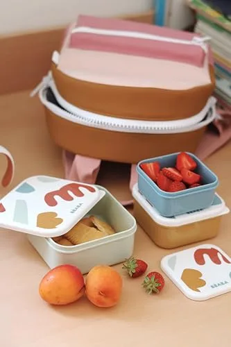 Béaba ▫️ Conjunto de 3 caixas de lanche para bebés e crianças, ideal para jardim de infância, escola e creche, compacto, fácil de abrir e limpar, adequado para a máquina de lavar louça e micro-ondas, 230 ml/350 ml/500 ml, divertido 4