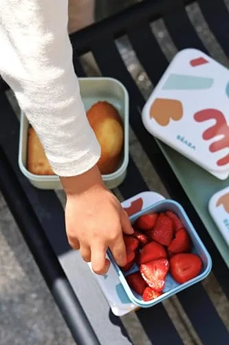 Béaba ▫️ Conjunto de 3 caixas de lanche para bebés e crianças, ideal para jardim de infância, escola e creche, compacto, fácil de abrir e limpar, adequado para a máquina de lavar louça e micro-ondas, 230 ml/350 ml/500 ml, divertido 6