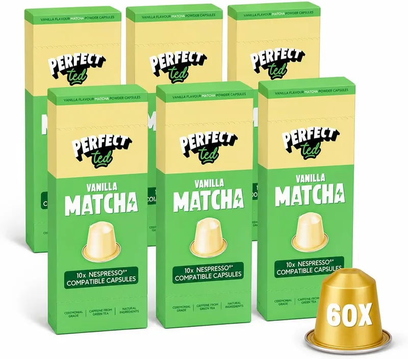 Perfect Ted ▫️ PerfectTed Cápsulas de Matcha com Baunilha, Compatíveis com Nespresso (60 unidades)