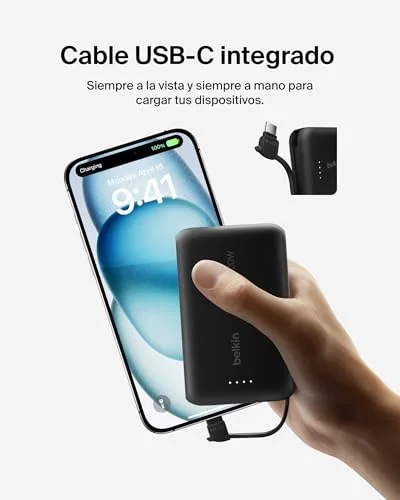 Belkin ▫️ Bateria externa BoostCharge de 10 000 mAh com cabo USB-C - Preto 5