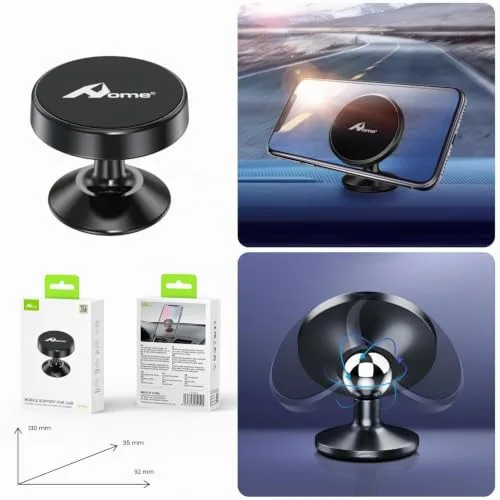 Home ▫️ Página inicial Suporte magnético para telemóvel, suporte para telemóvel para automóvel, suporte magnético ajustável a 360°, suporte para o painel de instrumentos do automóvel, compatível com iPhone, Samsung, Huawei, etc. 6