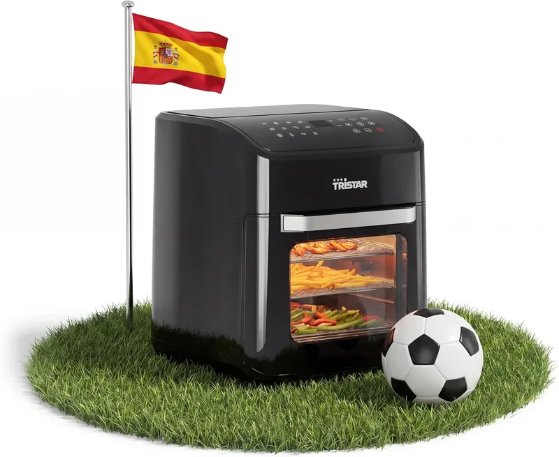 Tristar ▫️ Fritadeira sem óleo de 12 L com função de mini-forno, Airfryer 2 em 1 com convecção, 12 programas, ecrã digital, janela de visualização, função «Shake», sem BPA, 1800 W, FR-9065
