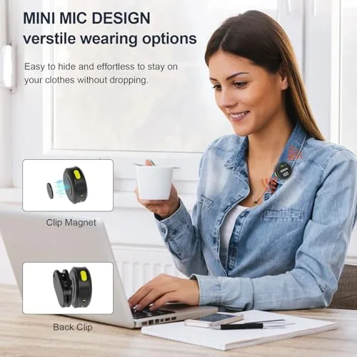 OSA ▫️ Microfone de lapela para iPhone 15/16 e Android, mini microfone de lapela com USB-C, sem fios, bateria com 40 horas de autonomia para gravação de vídeo, entrevistas, podcasts, YouTube e vlogs 4