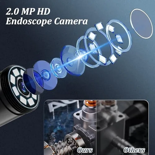 ENNOVOR PRO ▫️ Endoscópio Ennovor com câmara de inspeção tipo «serpente» de 1920P HD, câmara endoscópica tipo C, câmara de longo alcance com 8 luzes LED para smartphones Android e iOS, iPad e Samsung (33 pés/10 m) 2