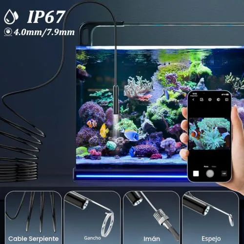 ENNOVOR PRO ▫️ Endoscópio Ennovor com câmara de inspeção tipo «serpente» de 1920P HD, câmara endoscópica tipo C, câmara de longo alcance com 8 luzes LED para smartphones Android e iOS, iPad e Samsung (33 pés/10 m) 4