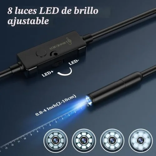 ENNOVOR PRO ▫️ Endoscópio Ennovor com câmara de inspeção tipo «serpente» de 1920P HD, câmara endoscópica tipo C, câmara de longo alcance com 8 luzes LED para smartphones Android e iOS, iPad e Samsung (33 pés/10 m) 5