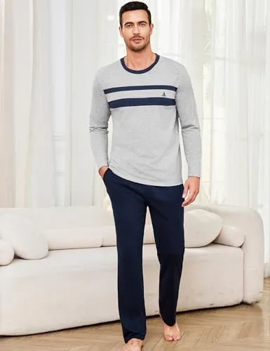 Marvmys ▫️ Pijamas de Inverno para Homem, Conjunto Comprido, Algodão, Manga Comprida, Camisolas e Calças de Pijama com Bolso, tamanhos S-3XL 5