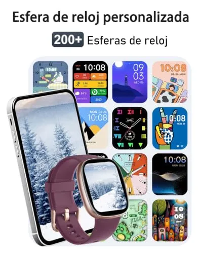 HUAKUA ▫️ Relógio Inteligente para Homem e Mulher com Chamadas Bluetooth 5.3, Relógio Desportivo à prova de água 3ATM com 113 Modos Desportivos, Monitor de pulsação, sono e SpO2, Relógio Digital (Roxo) 4