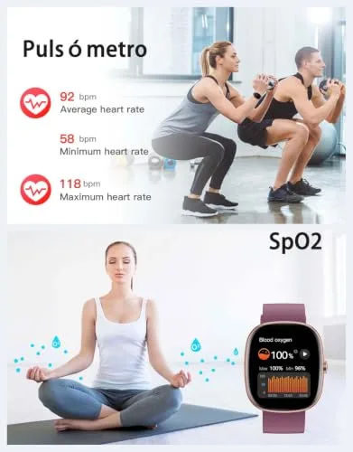 HUAKUA ▫️ Relógio Inteligente para Homem e Mulher com Chamadas Bluetooth 5.3, Relógio Desportivo à prova de água 3ATM com 113 Modos Desportivos, Monitor de pulsação, sono e SpO2, Relógio Digital (Roxo) 7