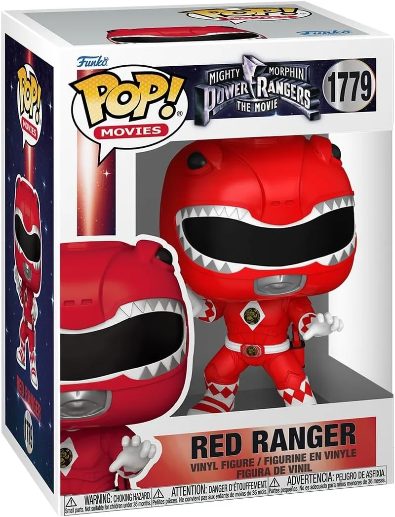 Funko ▫️ Pop! Movies: Mighty Morphin Power Rangers - Red Ranger | Produtos oficiais de super-heróis - Figura de vinil colecionável para decoração - Presente geek de aniversário