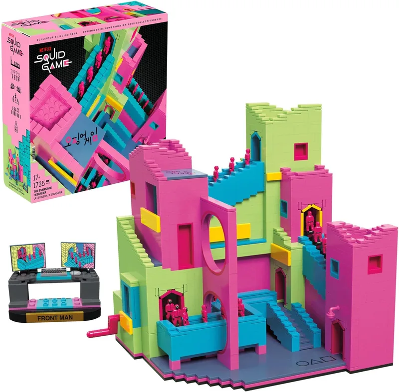 Mega Brands ▫️ MEGA Squid Game – A Escada: Figura de ação, jogo de construção com 1707 peças, figura articulada com movimento, para colecionadores, HYL45