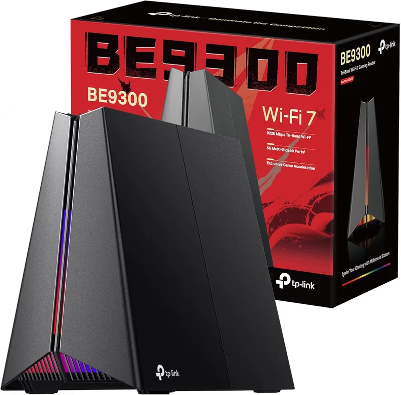 TP-Link ▫️ Archer GE550 - Router Wi-Fi 7 BE9300 Gigabit Gaming com 3 portas WAN 2,5G e 2,5G, 4 portas LAN Gigabit, 160 MHz, VPN, OFDMA, MU-MIMO, ideal para streaming 4K/8K, Cloud Gaming