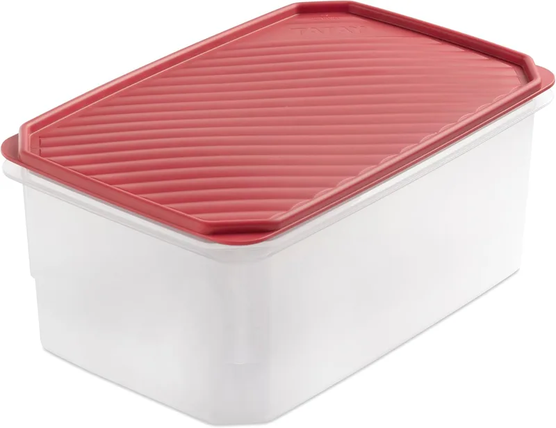 Tatay ▫️ Tupper 4,7L hermético Tupper Top Flex | Tampa de pressão | Recipientes herméticos para alimentos | Micro-ondas, máquina de lavar louça, frigorífico, congelador | Plástico sem BPA | 28,5x18,5x12,2 cm, vermelho